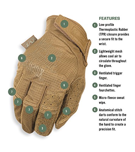 Mechanix Wear: Tactical Specialty Vent Tactical Gloves, Touch Capable, High Dexterity, Gloves for Airsoft, Paintball, and Field Work, Work Gloves for Men (Brown, Large)