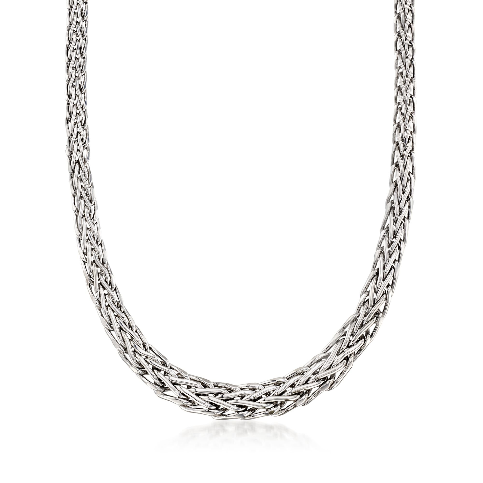 Ross-Simons Sterling Silver Graduated Wheat-Link Necklace. 18 inches