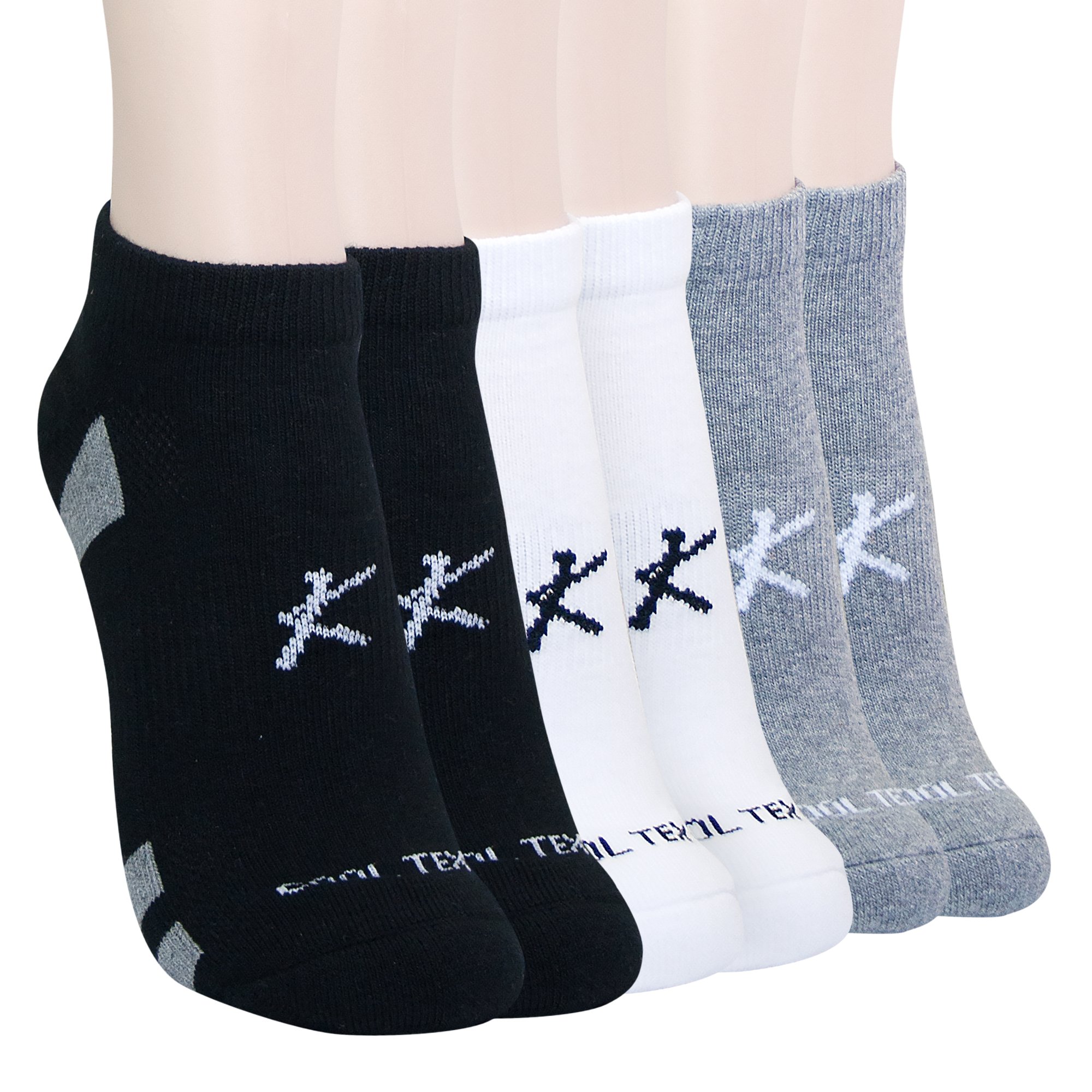 KONY Women's 6 Pairs Thick Cotton Cushioned Low Cut Ankle Athletic Socks Air-cross Mesh No Show Running Socks Size 6-9 (Assort - 6 Pairs)