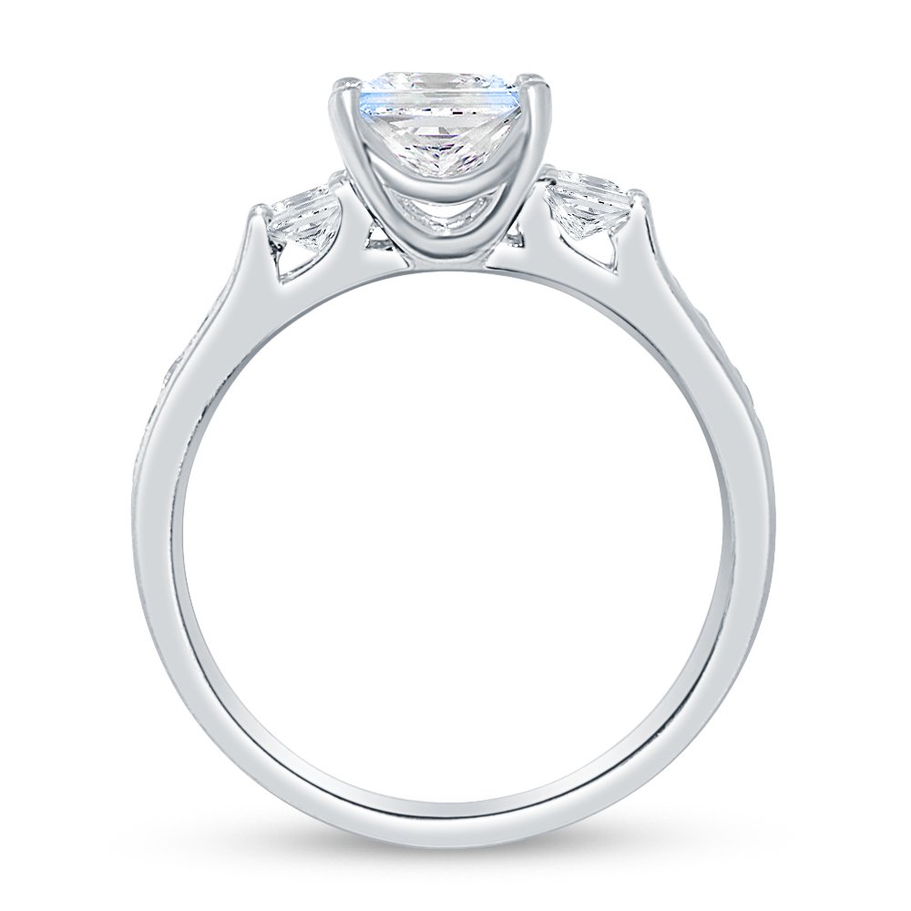 Size - 4.5-925 Sterling Silver Princess Cut 3 Stone With Accents Solitaire Engagement Ring CZ Cubic Zirconia (1.50cttw., 1.0ct. Center)