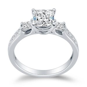 Size - 4.5-925 Sterling Silver Princess Cut 3 Stone With Accents Solitaire Engagement Ring CZ Cubic Zirconia (1.50cttw., 1.0ct. Center)