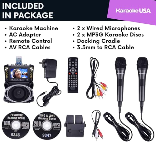 Karaoke USA Karaoke System - Portable, Black (GF844)