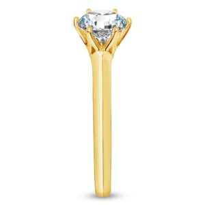 Size - 7.5 - Solid 14k Yellow Gold Round Cut Six Prong Knife Edge Solitaire Engagement Ring CZ Cubic Zirconia 1.25ct.