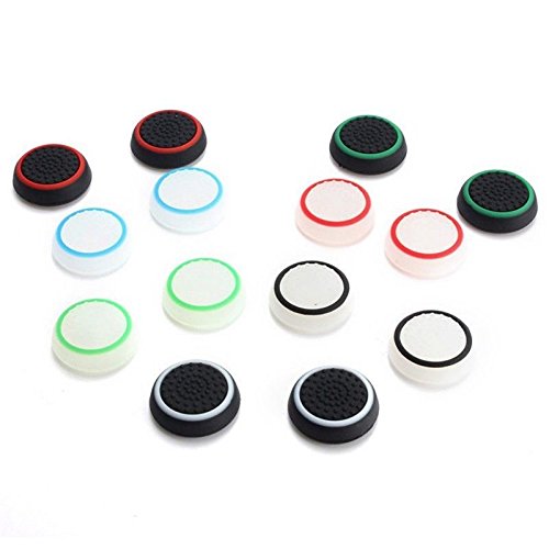 Silicone Thumb Stick Grip Cap Joystick Thumbsticks Caps Cover for PS4 Xbox One PS3 Xbox 360 PS2 Game Controllers - White w/Red