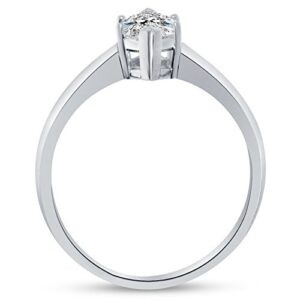 Size - 5 - Solid 14k White Gold Marquise Cut One Solitaire Wedding Engagement Ring CZ Cubic Zirconia 1.0ct.