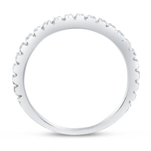 Size - 7 - Solid 14k White Gold 2mm Round Cut Micro Pave Set Anniversary Ring Wedding Band CZ Cubic Zirconia 1/2 cttw.