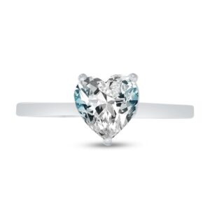 size - 7.5 - solid 14k white gold heart cut one single stone solitaire wedding engagement ring cz cubic zirconia 1.50ct.