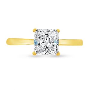 size - 6 - solid 14k yellow gold princess cut thin band solitaire wedding engagement ring cz cubic zirconia 1.0ct.