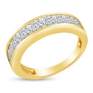 Size - 6 - Solid 14k Yellow Gold 4mm Princess Cut Invisible Anniversary Ring Wedding Band CZ Cubic Zirconia 1.50cttw.