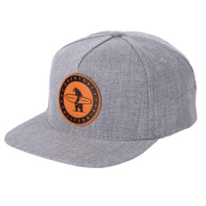 Everyday California ‘Marine Layer’ Snapback Grey Surfing Hat - Flat Brim Baseball Style Cap with Vegan Leather Patch