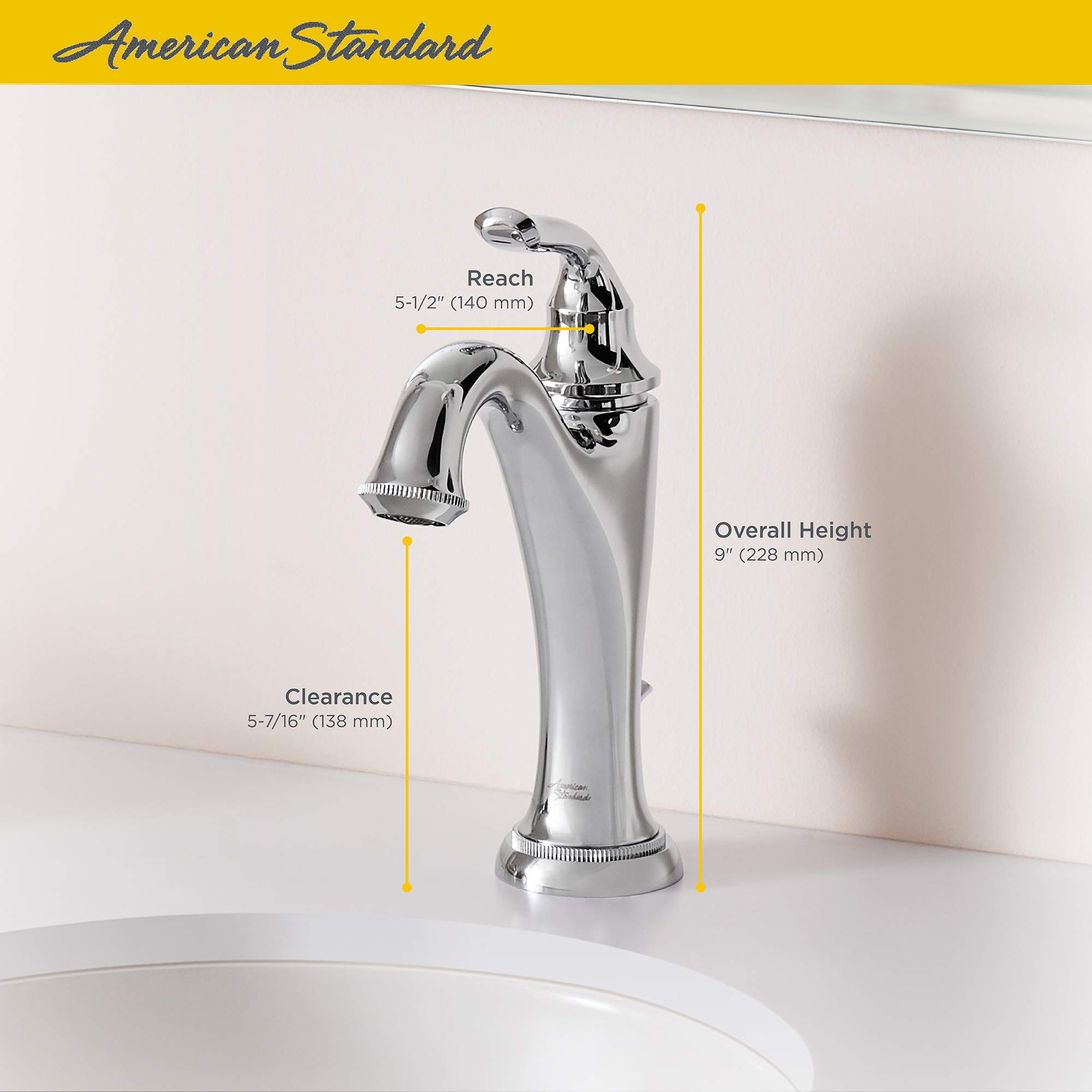 American Standard 7106101.295 Patience Single Hole Bathroom Faucet, Brushed Nickel