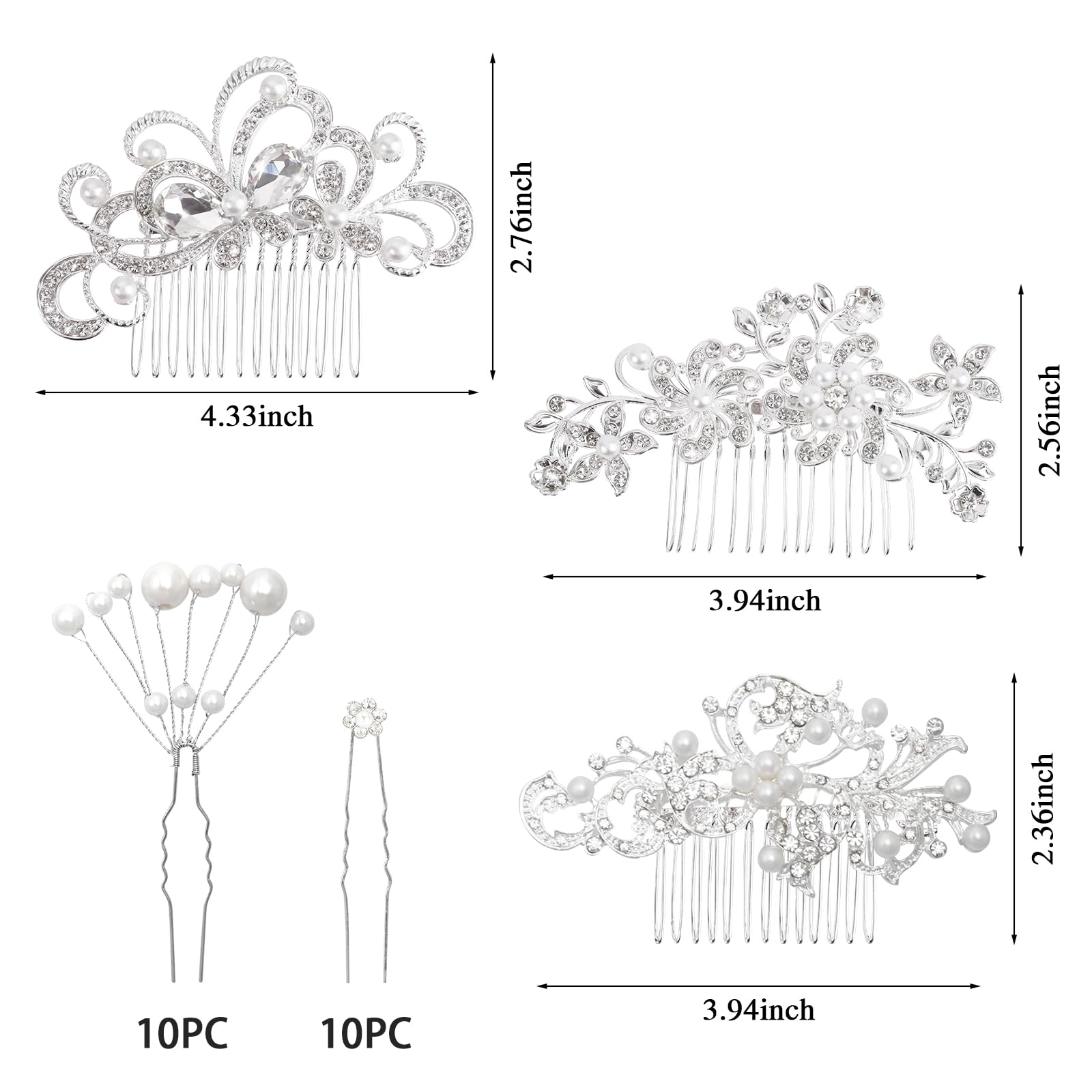 REVEW 23pcs Bridal Hair Comb Accessories Wedding Hair Accessories For Brides Bridal Hair Pins Crystal Pearls Flower Headpiece Hair Pins Decorative