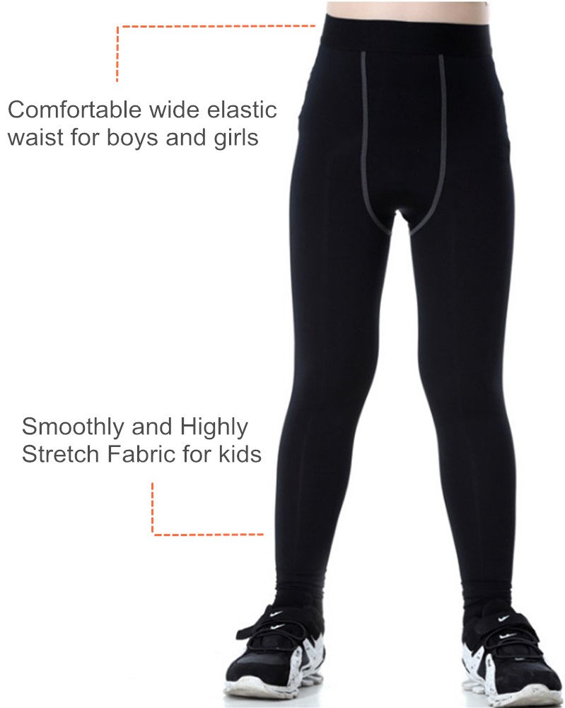 CVVTEE Boys Athletic Base Layer Compression Underwear Set 2pcs Thermal Long John for Kids (Black, 10)