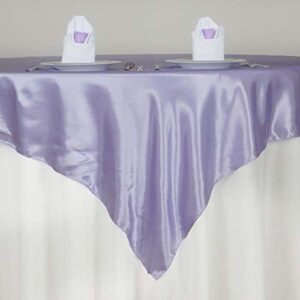 TABLECLOTHSFACTORY 72" Satin Square Table Overlay for Wedding Catering Party Table Decorations Lavender (Table Toppers)