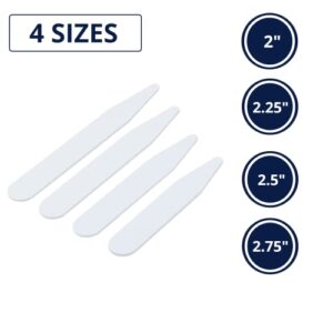 Quality Stays 250 Plastic Collar Stays for Men - Men's Collar Stays for Men's Dress Shirts, 4 Sizes, Shirt Collar Inserts