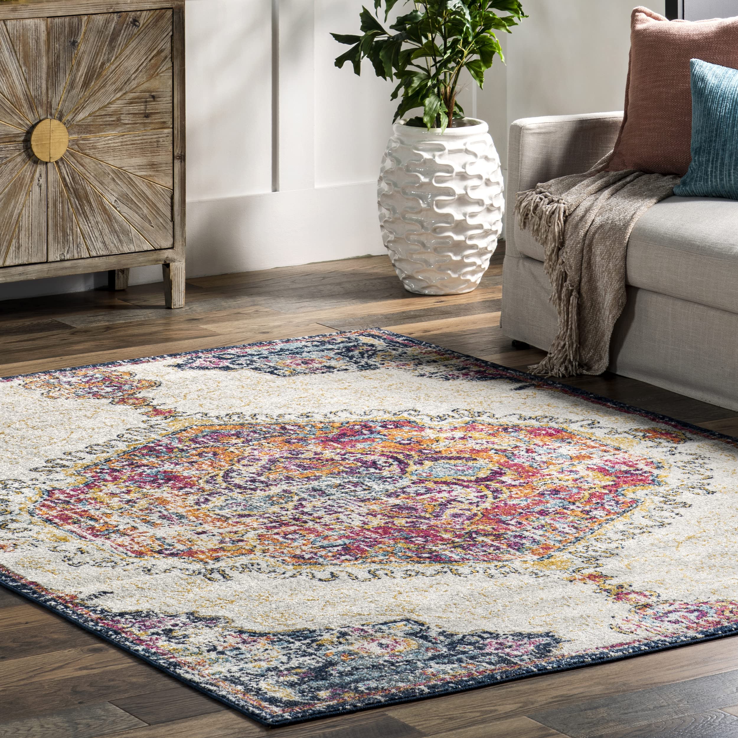 nuLOOM Maranda Transitional Medallion Area Rug, 7x9, Multi