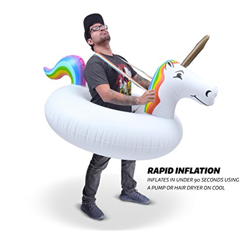 GoFloats Unicorn Costume Tube - Giant Inflatable Unicorn with Suspenders