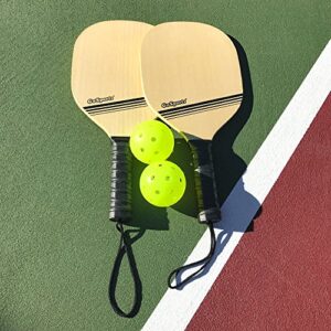 GoSports Wood Pickle Ball Starter Set - Includes 2 Wooden Paddles, 4 Official Pickleballs & Backpack Tote