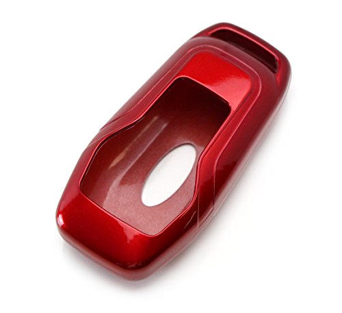 iJDMTOY Glossy Metallic Red Exact Fit Key Fob Shell Cover Compatible with Ford or Lincoln 4/5-Button Intelligent Access Key