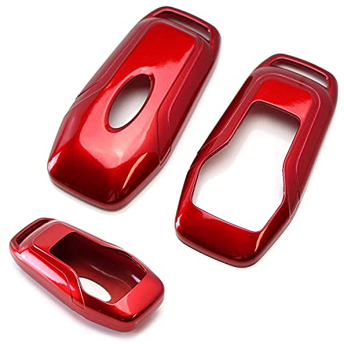 iJDMTOY Glossy Metallic Red Exact Fit Key Fob Shell Cover Compatible with Ford or Lincoln 4/5-Button Intelligent Access Key