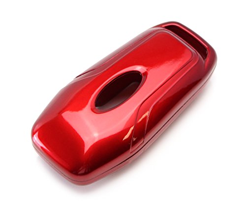 iJDMTOY Glossy Metallic Red Exact Fit Key Fob Shell Cover Compatible with Ford or Lincoln 4/5-Button Intelligent Access Key