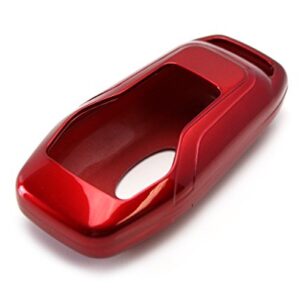 iJDMTOY Glossy Metallic Red Exact Fit Key Fob Shell Cover Compatible with Ford or Lincoln 4/5-Button Intelligent Access Key