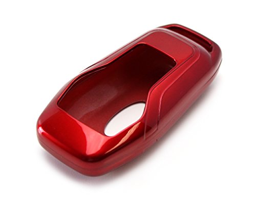 iJDMTOY Glossy Metallic Red Exact Fit Key Fob Shell Cover Compatible with Ford or Lincoln 4/5-Button Intelligent Access Key