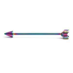 Ruifan 6PCS 14 Gauge Arrow Industrial Barbell Cartilage Earring Body Piercing Jewelry 1 1/2 Inch(38mm) - Mix Color