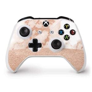 Skinit Decal Gaming Skin compatible with Xbox One S Controller - Originally Designed White Rose Gold Marble Design