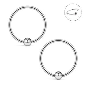 Ruifan 18G 8mm 10mm 12mm Nose Hoop Lip Eyebrow Tongue Helix Tragus Cartilage Septum Piercing Ring 6PCS - Silver