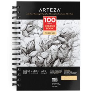 arteza spiral sketch book 5.5 x 8.5 drawing pad 100 sheets sketch pads for drawing for adults & teens