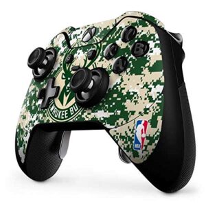 Skinit Decal Gaming Skin Compatible with Xbox One Elite Controller - Officially Licensed NBA Milwaukee Bucks Camo Digi Design