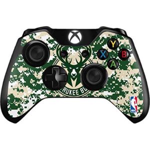 skinit decal gaming skin compatible with xbox one controller - officially licensed nba milwaukee bucks camo digi design