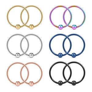 ruifan 12pcs 316l surgical steel captive bead rings nose belly eyebrow tragus lip ear nipple hoop ring bcr 16g 10mm