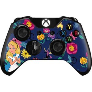 skinit decal gaming skin compatible with xbox one controller - officially licensed disney alice in wonderland (animated) floral print design