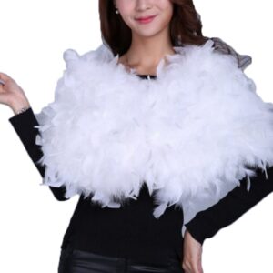 Real Ostrich Feather Cape fluffy for Wedding Birthday Centerpiece (White with Feather Pieces)