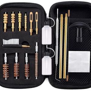 BOOSTEADY Universal Handgun Cleaning kit .22,.357,.38,9mm,.45 Caliber Pistol Cleaning Kit Bronze Bore Brush and Brass Jag Adapter