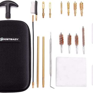 BOOSTEADY Universal Handgun Cleaning kit .22,.357,.38,9mm,.45 Caliber Pistol Cleaning Kit Bronze Bore Brush and Brass Jag Adapter