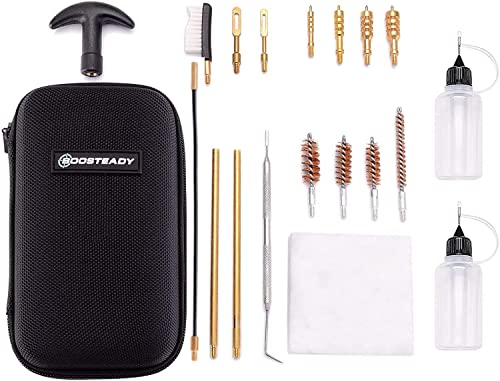 BOOSTEADY Universal Handgun Cleaning kit .22,.357,.38,9mm,.45 Caliber Pistol Cleaning Kit Bronze Bore Brush and Brass Jag Adapter