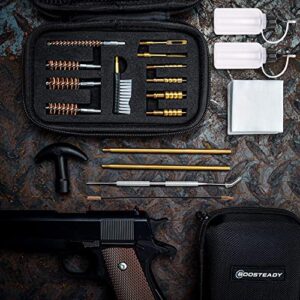 BOOSTEADY Universal Handgun Cleaning kit .22,.357,.38,9mm,.45 Caliber Pistol Cleaning Kit Bronze Bore Brush and Brass Jag Adapter