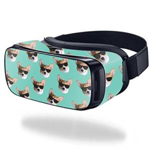 mightyskins skin compatible with samsung gear vr – cool corgi | protective, durable, and unique vinyl decal wrap cover | easy to apply, remove, and change styles | made in the usa