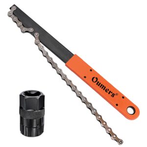 oumers bike chain tools kit, upgrade rotor lockring removal wrench & chain whip with cassette/bicycle flywheel remover sprocket remover tool pack