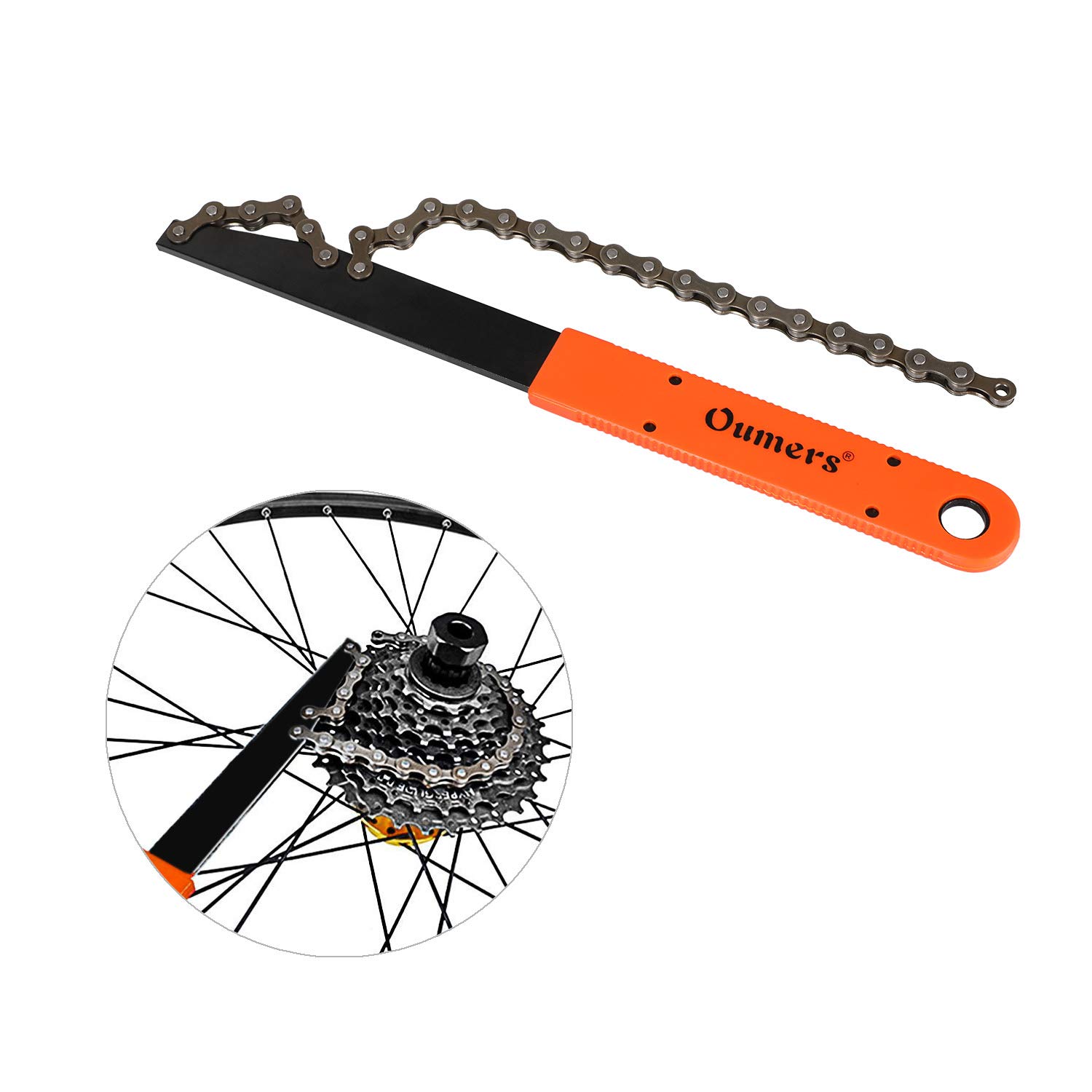 Oumers Bike Chain Tools Kit, Upgrade Rotor Lockring Removal Wrench & Chain Whip with Cassette/Bicycle Flywheel Remover Sprocket Remover Tool Pack