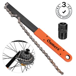 Oumers Bike Chain Tools Kit, Upgrade Rotor Lockring Removal Wrench & Chain Whip with Cassette/Bicycle Flywheel Remover Sprocket Remover Tool Pack