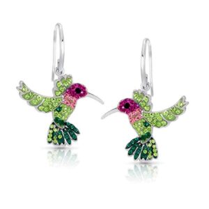 colorful flying hummingbird crystal earrings never rust 925 sterling silver with hypoallergenic hooks valentines day gifts for girls and women with free breathtaking box for the miracle of living