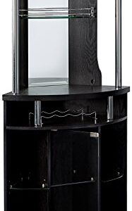 Home Source Corner Bar Unit, Black