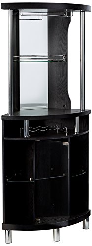 Home Source Corner Bar Unit, Black