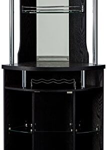 Home Source Corner Bar Unit, Black