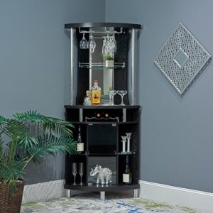 Home Source Corner Bar Unit, Black