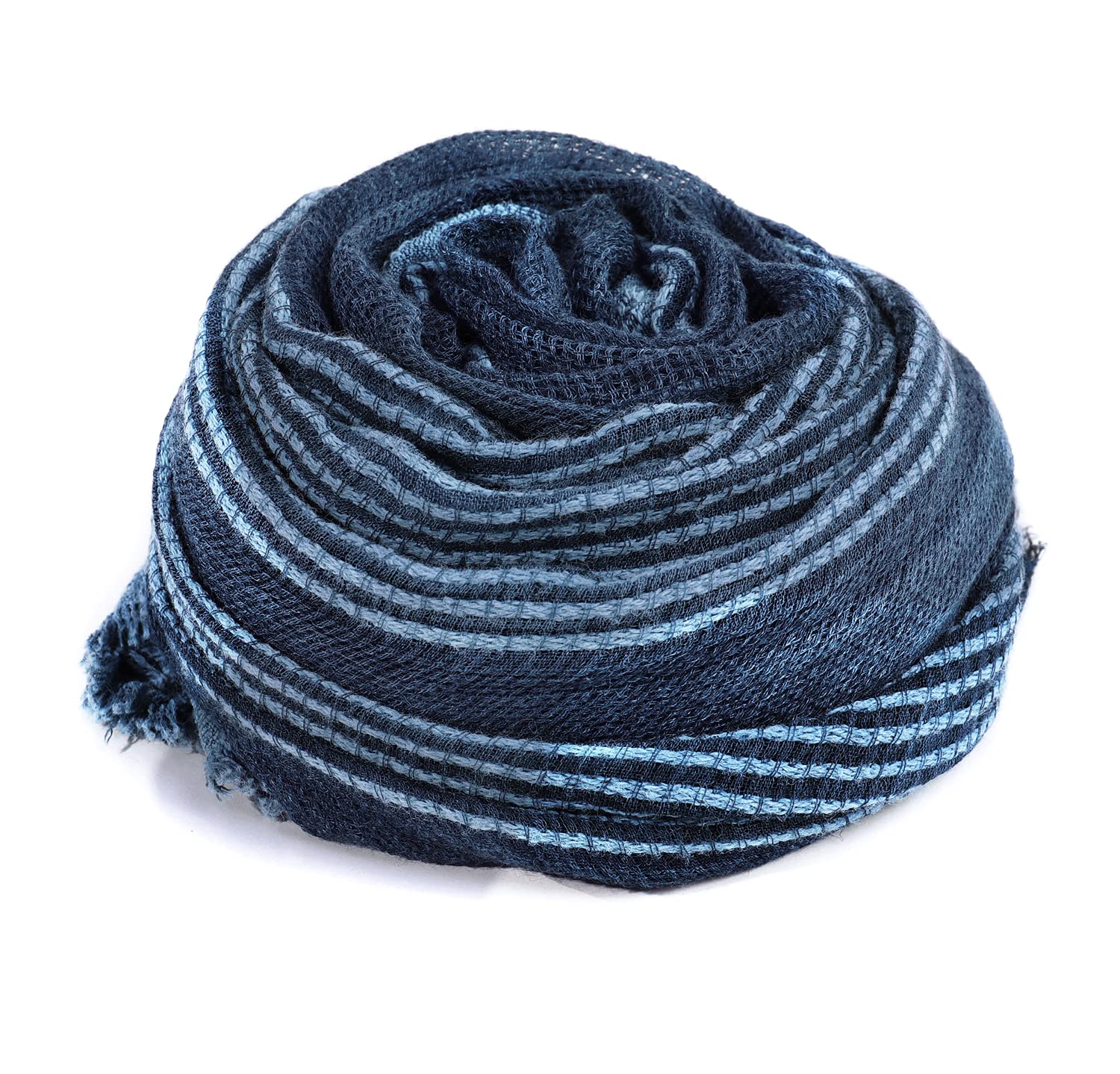 GERINLY Cotton-Linen Scarves Mens Stripe Crinkle Long Scarf European Neck Wrap Bufanda de Hombres Fashion (Blue)